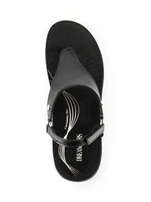 Women's Flat Sandals, Walking Sandals With Arch Support - 全黑-Pu - 查看 6