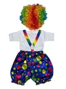 Disfraz De Payasito Conjunto Shorts Satin Para nIño con Peluca Multicolor - Azul - Ver 2