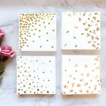 白色餐巾100入組-4款不同設計-2層雞尾酒餐巾折疊5 X 5英寸酒吧餐巾一次性派對餐巾紙餐巾晚餐用於婚禮嬰兒派對生日畢業典禮2024 - 白色 - 查看 3