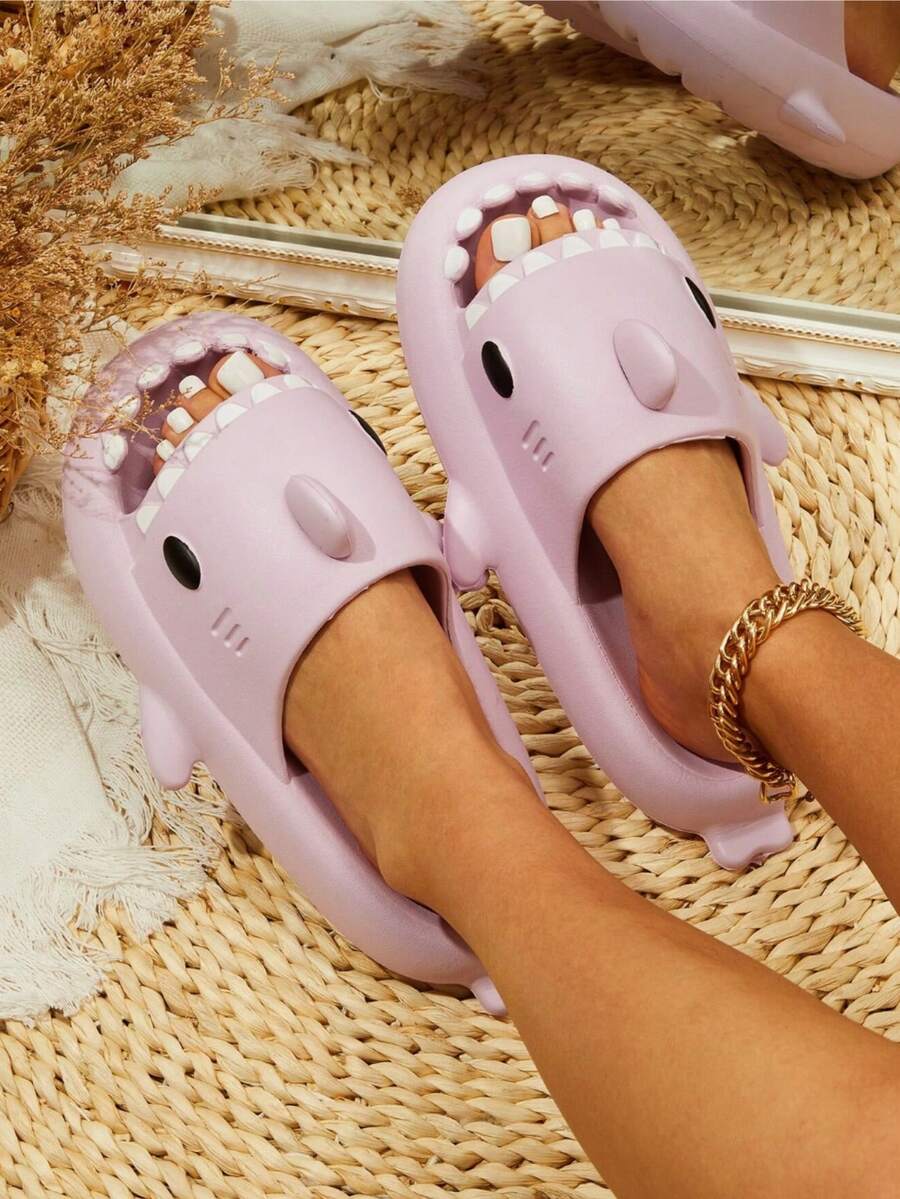 Sandalias Chanclas Multicolor Diseño Tiburon Unisex Playa o Descanso Hombre y Mujer - Lila Púrpura - Ver 1