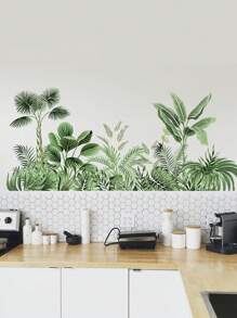 mama look 1 件热带植物绿叶墙贴，自粘装饰贴花，适用于客厅、卧室、贴纸、墙贴花、乙烯基贴花，用于家居装饰、春季装饰品，让您的家焕然一新，Rama 装饰贴纸礼物生日毕业 - 綠色 - 查看 3