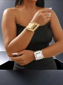 Brazalete de bangle de cara ancha extra grande, joyería unisex de diseño minimalista y personalizado