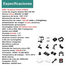 Camara Digital Deportiva V36 Doble Pantalla 4k Wifi C Agua - Negro - Ver 6