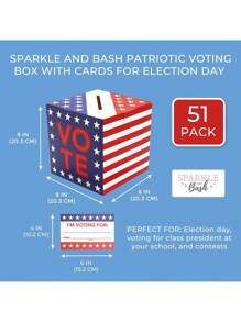 Sparkle And Bash Patriotic Voting Box With Cards For Voting Day (8 Inches) - Nhiều màu - Xem 6