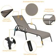 Gymax 2PCS Adjustable Chaise Lounge Chair Recliner Patio Yard Outdoor W/ Armrest Brown