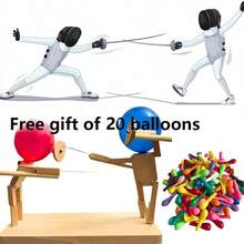 50pcs Wooden Warrior, Two Players Battle Game, Balloon Popping Bamboo Warrior Game, Party Interactive Toy For Diy Handmade - Two-player Battle Against the Bamboo Man [20pcs Free Balloons] - View 3