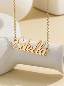 1 chiếc Vòng cổ mặt dây chuyền bằng thép không gỉ vàng phong cách mùa hè 2024 Châu Âu Hoa Kỳ tiếng Anh dành cho phụ nữ đeo trong trường học/lễ hội/tiệc tùng/dịp hàng ngày - Người mẫu nóng bỏng Âu Mỹ/vòng cổ thép không gỉ "Stephanie" tuyệt đẹp và quý phái - Xem 21