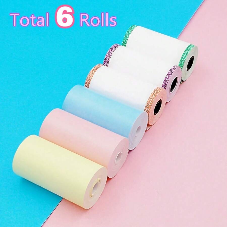 6PCS Mini Printer Paper, Non-Adhesive Color Thermal Paper Printable ...