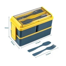 Lunch Box With Innovative, Resistant And Ergonomic Design Food Topper Suitable For Microwave And Dishwasher With 2 Cutlery - Blue - View 7