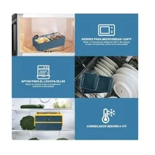 Lunch Box With Innovative, Resistant And Ergonomic Design Food Topper Suitable For Microwave And Dishwasher With 2 Cutlery - Blue - View 5