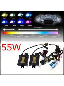 2入組氙氣hid套件,薄型膜式電子鎮流器轉換燈泡,帶電子鎮流器的h7和h11頭燈套裝及9005 9006燈泡,6000k 10000k可選 - 10000K(紫藍色) - 查看 3