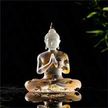 1pc Matte Buddha Statue Ornament, Sculpture Handicraft, Resin Craftsmanship, Zen Decoration, Meditation Sitting Posture, Buddha Statue Home Decoration, Spring Festival Decoration, For Home Room Living Room Office Decor Best - White - View 4