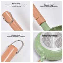 1 pieza Sartén de 24 cm con Revestimiento de Piedra Multifuncional Antiadherente: Ideal para Freír, Cocinar al Vapor y Saltear, Compatible con Placas de Inducción | Elemento Esencial Estiloso para Cocineros del Hogar - Verde - Ver 6