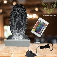 Làmpara de Virgen de Guadalupe 3D Multicolor con Control de Acrílico - Blanco - Ver 2