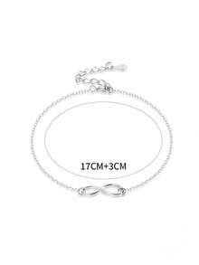 1條s925純銀交錯的無限符號女士手鍊,時尚多變的女式珠寶禮物 - 銀色 - 查看 4