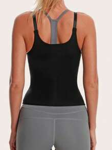 女士高腰塑身腰带吊带背心瘦身内衣腹部和背部支撑塑身衣 - 黑色 - 查看 3