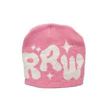 1 Miếng Gothic Chữ cái Dệt hoa Mũ len , Đường phố Hip-hop Sọ Mũ lưỡi trai ; Cặp đôi Mũ , Quà tặng lễ hội , Ngoài trời Thể thao Cưỡi Trượt tuyết Mũ - RRW - Xem 9