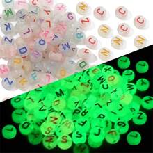 1 包 100/500 颗夜光亚克力透明圆珠，多种图案，适合 DIY 手链、项链、珠宝制作