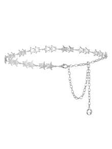 1入組女式肚皮鏈和腰帶,簡單五角星,時尚個性化,可調節海灘身體珠寶,適用於女性和女孩,銀色 - 銀色 - 查看 7