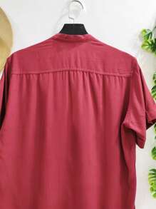 Men Shirts - 酒紅色 - 查看 6