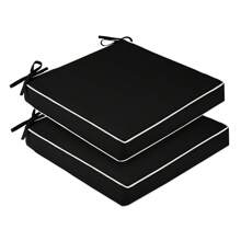 Downluxe Outdoor Chair Cushions For Patio Furniture, Waterproof Square Corner Memory Foam Patio Chair Cushion With Adjustable Ties And Portable Handle, 19" X 19" X 3" - 黑與白 - 查看 1