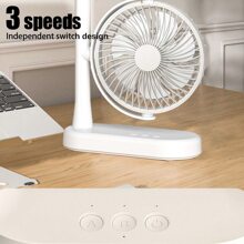 Battery Operated Desk Fan, Cordless Rechargeable Tower Fan, 4000mAh 3 Speed, 2 Independent Fans With 360° Horizontal Rotation, Share With Your Friends - USB Charging - View 3