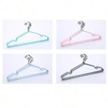 10 cái/gói Móc treo quần áo bằng kim loại chống trượt nhúng nhựa gia dụng cho người lớn và trẻ em, màu trơn, không để lại dấu vết - Nhiều màu - Xem 4