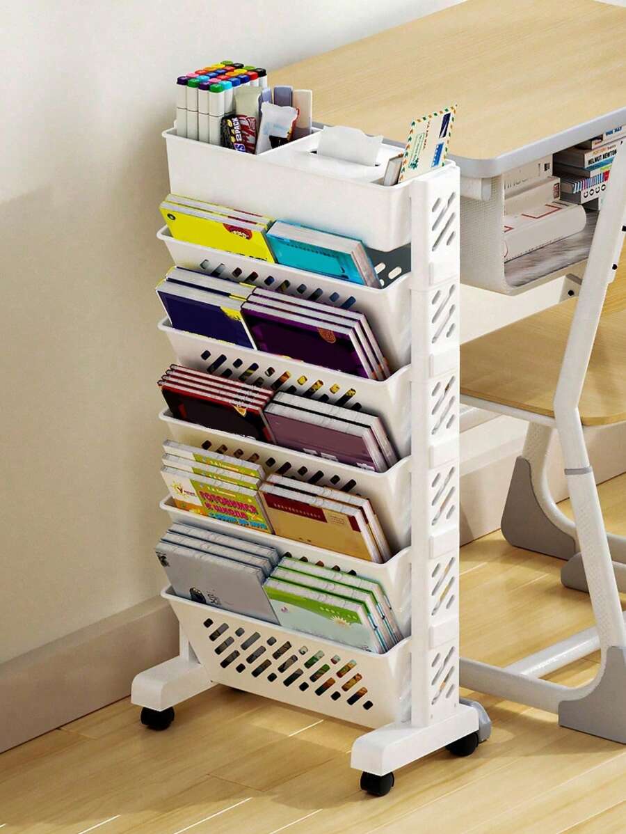 1set Movable Classroom Desk Side Bookshelf, Desk Organizer, Book Stand ...