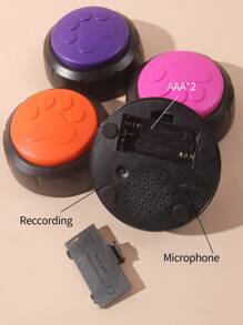 1 Set Of 4 Pcs, Random Color Delivery, Matte Black Base With Colorful Paw Print, Batteries Not Included, Recordable Pet Talking Button Toy For Conversation, Cat Dog Feeding Training Button Toy For Daily Companionship And Boredom Relief Training, Cat Toys, Dog Toys, Beach, Sun, Travel, Cool