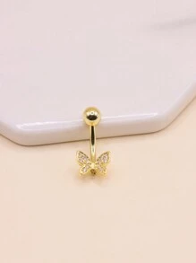 1個蝴蝶金肚臍環肚臍釘,身體穿刺珠寶