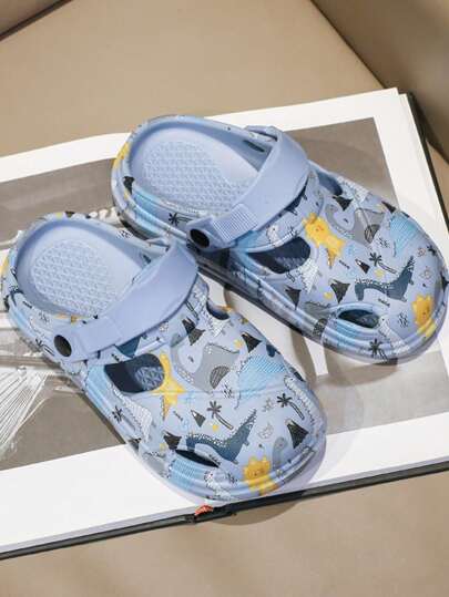 1 par de sandalias planas transpirables con estampado de dibujos animados antideslizantes para niñas, aptas para el verano