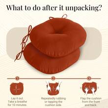 Downluxe Round Outdoor Chair Cushions, Waterproof Memory Foam Bistro Patio Furniture Cushions 15" X 15", 2/4 Pack For Home Garden Furniture Decoration - Gạch đỏ - Xem 8