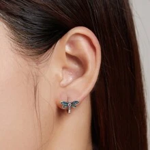 WOSTU 1pair 925 Sterling Silver Spring Fashion Earring Series Dragonfly Bird Or Butterfly Insect Animal Earrings For Women Fine Jewelry Gift