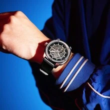 Đồng hồ cơ tự động Deesio Luxury dành cho nam có dây đeo, đồng hồ thời trang thường ngày, quà tặng Giáng sinh và năm mới - Xám - Xem 4