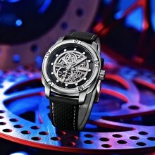 Đồng hồ cơ tự động Deesio Luxury dành cho nam có dây đeo, đồng hồ thời trang thường ngày, quà tặng Giáng sinh và năm mới - Xám - Xem 1