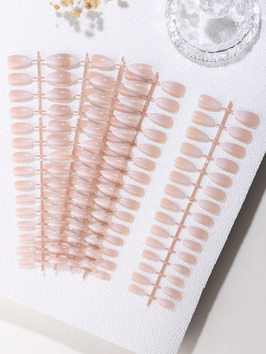 5 st/set Sweet Style Nail Art Strip i Mjölkvit Gradient, Tillgänglig i olika former och längder med tunn högklackad, kort mandel eller fyrkantig design Press On Nails Nageltillbehör - Multifärgad - Visa 1