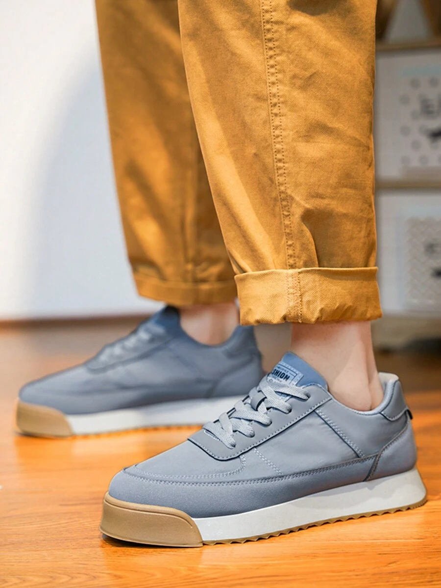 Men's Spring Casual Gray Low-Cut Flat Shoes, Lightweight & Durable - Grey - View 1