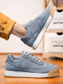 Men's Spring Casual Gray Low-Cut Flat Shoes, Lightweight & Durable - Grey - View 3