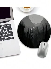 1pc Black And White Forest Pattern Anti-Slip Mouse Pad For Gaming And Office, 4 Sizes Available - White - View 5