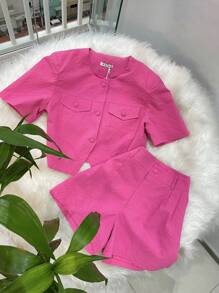 Women Two-Piece Outfits - 玫紅色 - 查看 1