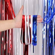 2.5m Red White Blue Rain Silk Curtains Party Backdrops - Multicolor - View 1