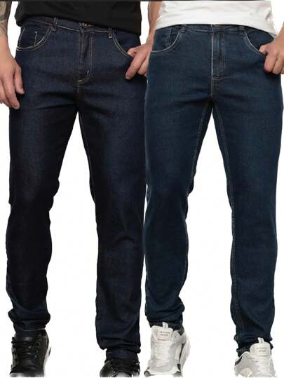 Kit 2 Calças Jeans Masculina Skinny Com Lycra Linha Gold