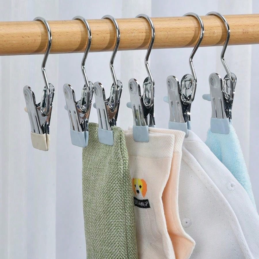 2pcs Multifunctional Stainless Steel Hook Clip With Hanging Hook For