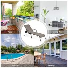 Gymax 2PCS Adjustable Chaise Lounge Chair Recliner Patio Yard Outdoor W/ Armrest Brown