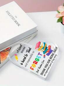 1pc Acrylic trang trí bàn làm việc theo chủ đề giáo viên với bút chì và thiết kế sách, hình trái tim trong suốt, thích hợp làm quà tặng Ngày Nhà giáo cho học sinh, quà tặng đặc biệt độc đáo cho ngày trở lại trường và Ngày Nhà giáo, trang trí ngày lễ trang trí trường học trang trí ký túc xá bất ngờ cho trường học - Nhiều màu - Xem 5