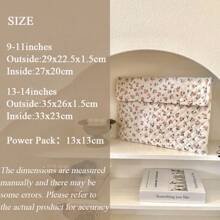 1PC Pink Floral Original Laptop Inner Bag Suitable Compatible With Macbook 13.3 And Other Models, INS Style Small, Fresh, And High Aesthetic Value