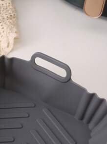 1 tấm lót nồi chiên không dầu silicon hình vuông, có thể tái sử dụng, chịu nhiệt, tương thích với nồi chiên không dầu, lò nướng và lò vi sóng - Xám - Xem 2
