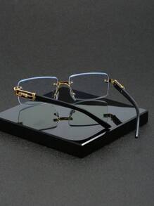 1 pereche de ochelari optici, minimalisti, eleganti, cu margini pătrate pentru femei, măgulitoare pentru fața rotundă, potriviți pentru naveta zilnică