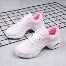 成人女透氣網面軟底中跟舞鞋廣場舞 - 粉色 - 查看 1