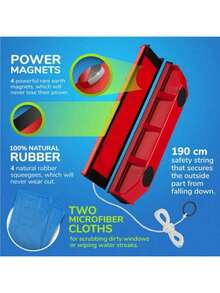 Glider S1 Single Magnetic Window Cleaner Wiper For Single-Glazed Windows Glass - Red - View 1